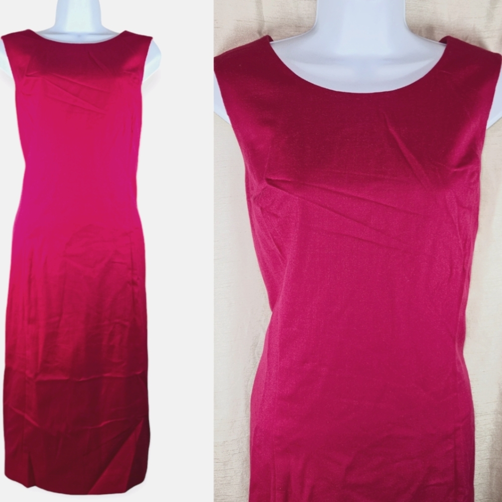 NWOT Talbots raspberry pink wool sheath dress Womens 12